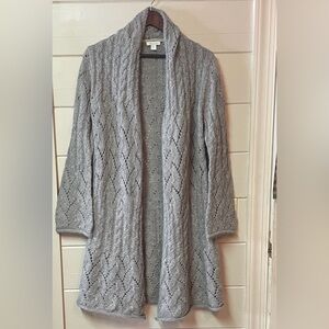 Garnet Hill Women’s Gray Knit Long Line Alpaca Blend Duster Cardigan Size M.